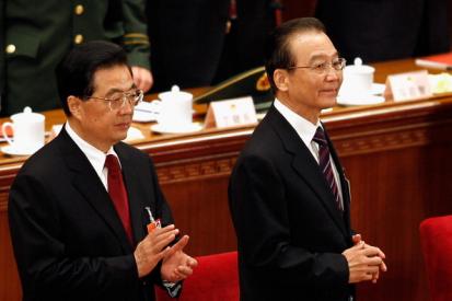 Ху Цзиньтао и Вэнь Цзябао на закрытии ВСНП в Пекине | Линьтао Цзян/Getty Images