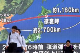 Япония осудила запуск Пхеньяном ракеты в сторону Хоккайдо