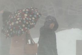 На Японию обрушился снегопад, какого не видели много лет