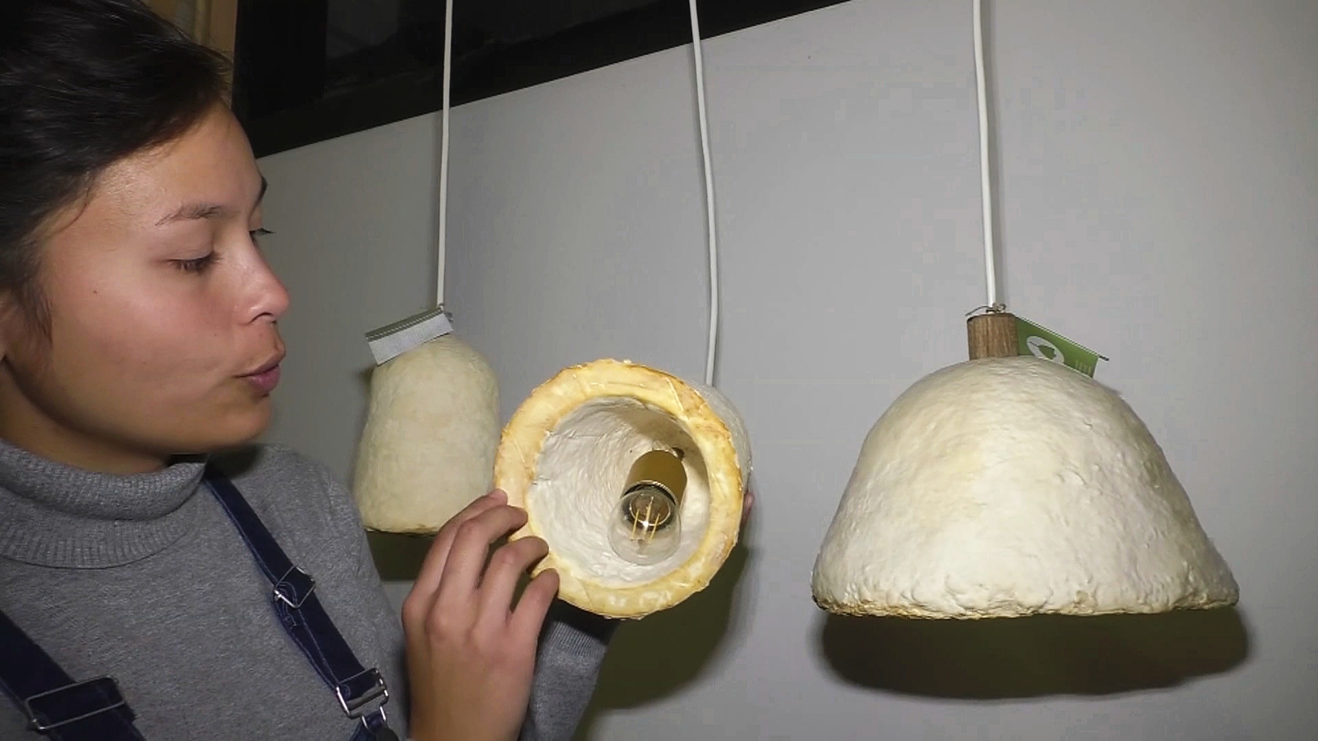 Абажуры из грибов создают в компании по выращиванию вёшенок