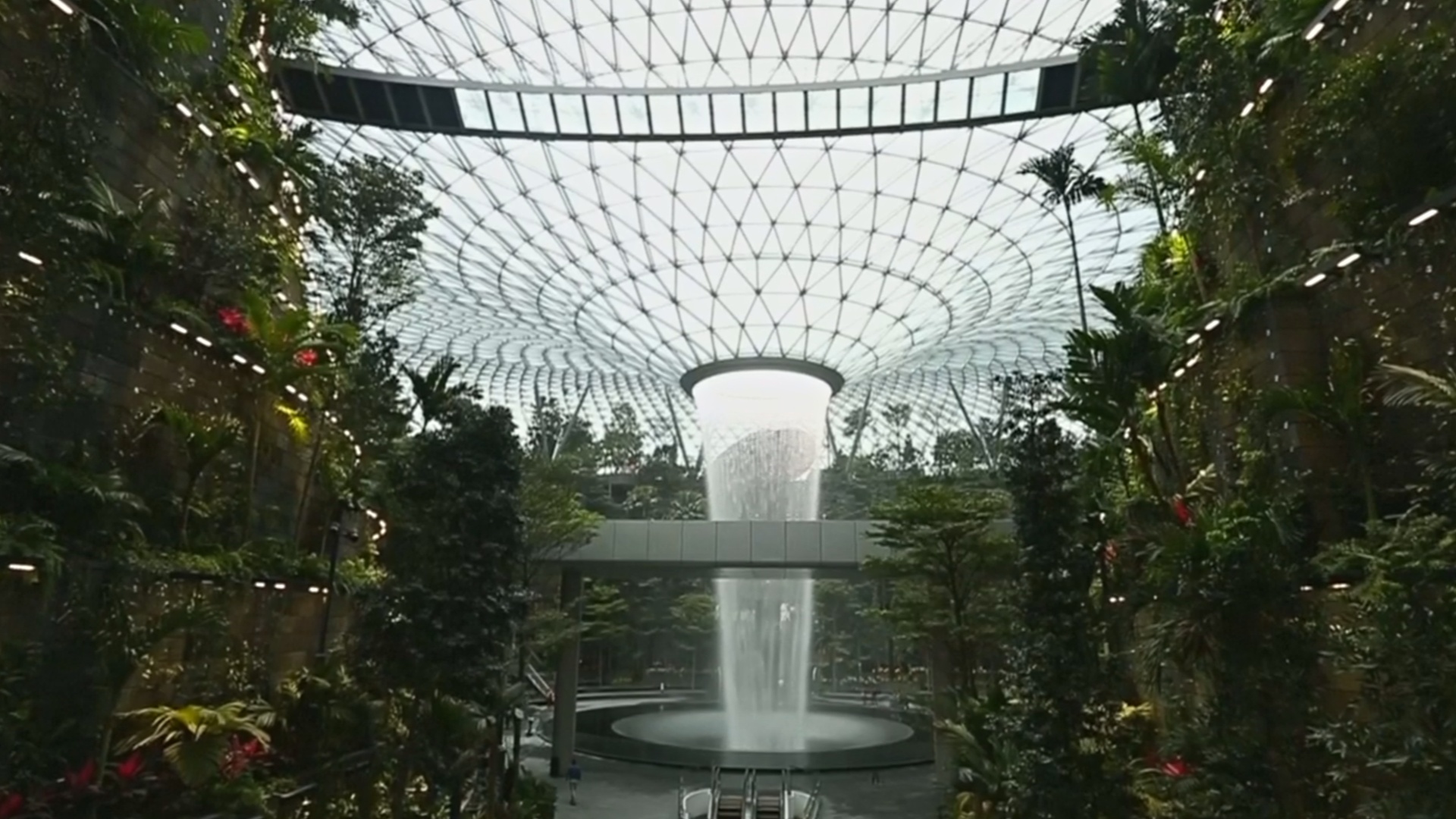 В аэропорту Сингапура открыли самый высокий в мире крытый водопад