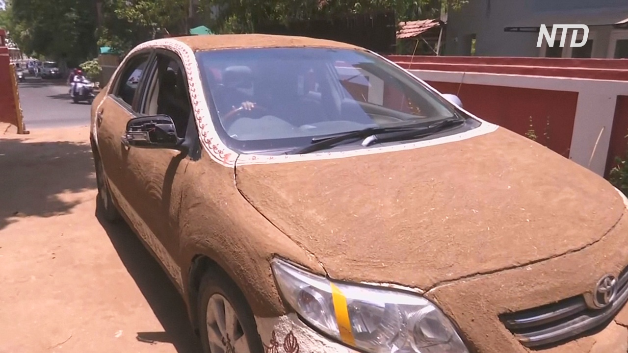 Индианка покрыла своё авто коровьим навозом, чтобы спастись от жары