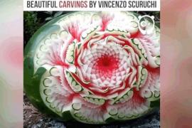 Уникальные скульптуры из овощей и фруктов созданы с помощью ножа