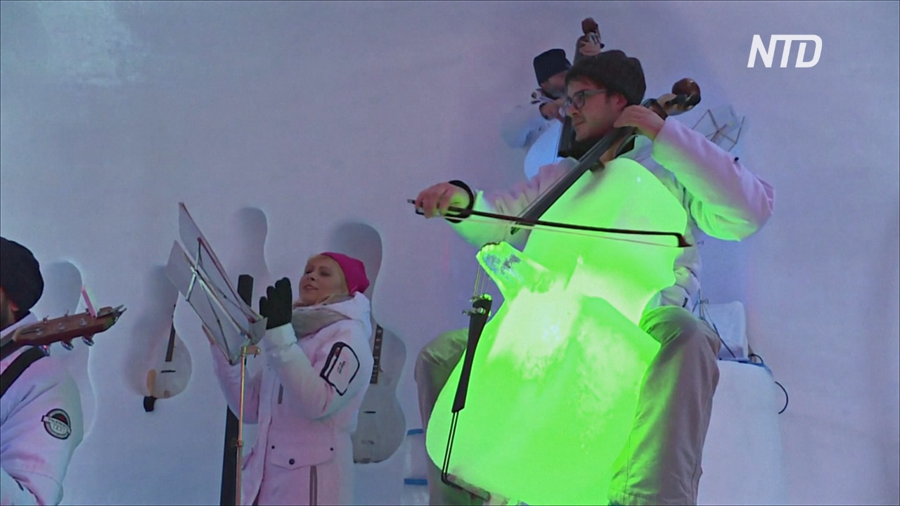 Концерты на инструментах изо льда проводят на итальянском леднике в иглу