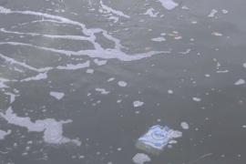 Пузырчатый барьер ловит мусор на канале Амстердама