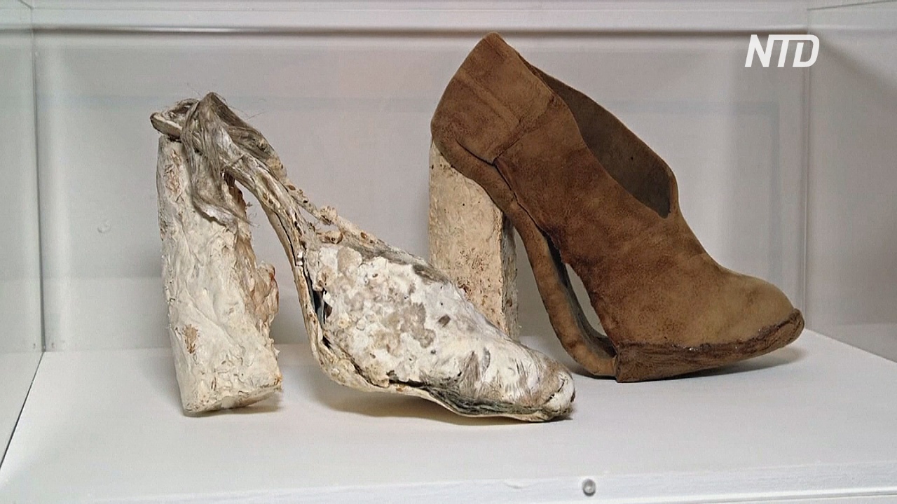 «Грибные» туфли, одежду и кирпичи показали на выставке в Лондоне