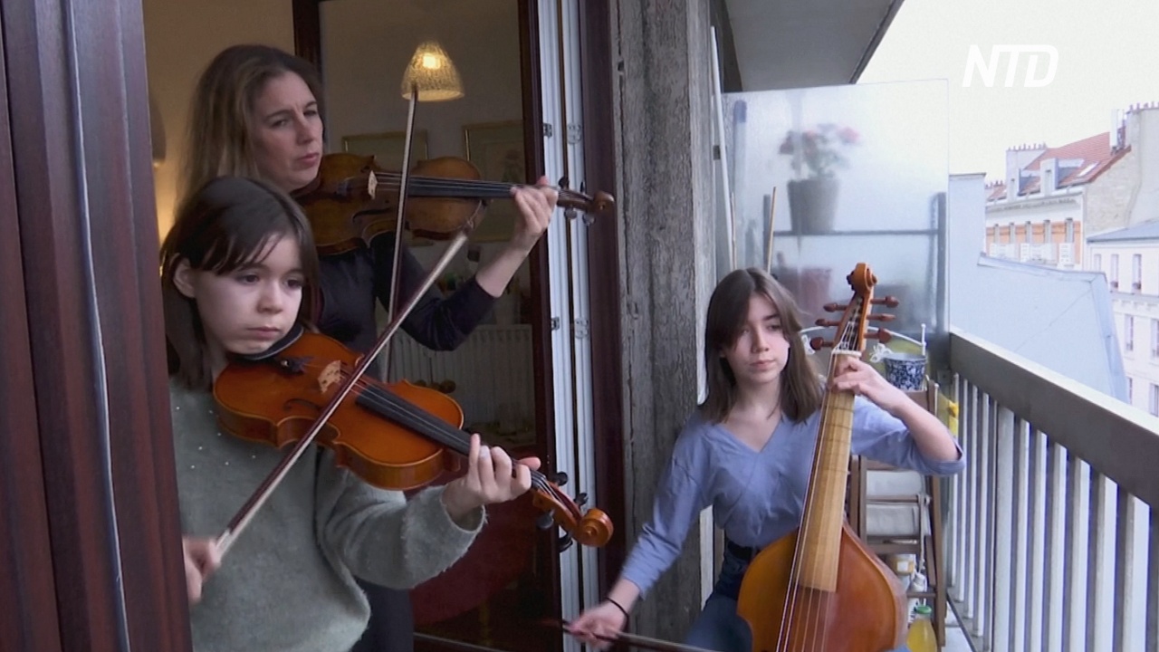 Антидепрессант на карантине: парижанка играет на скрипке для соседей