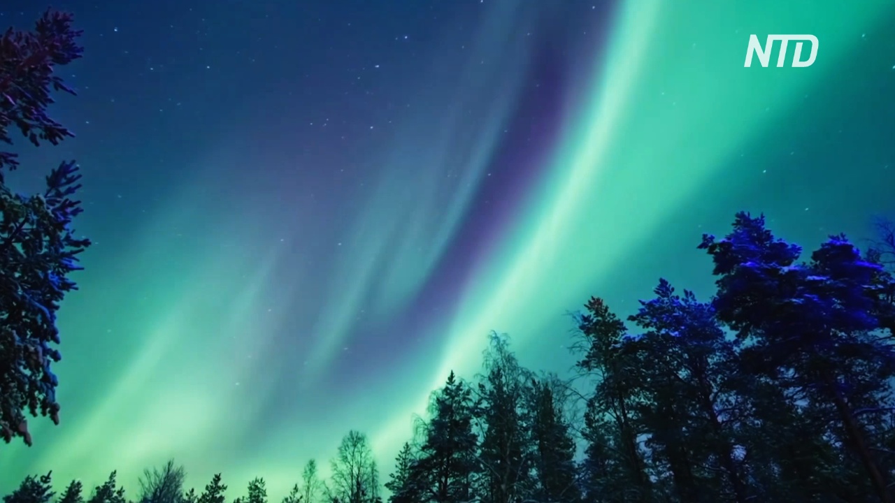 Красивое северное сияние сняли на видео в финской Лапландии