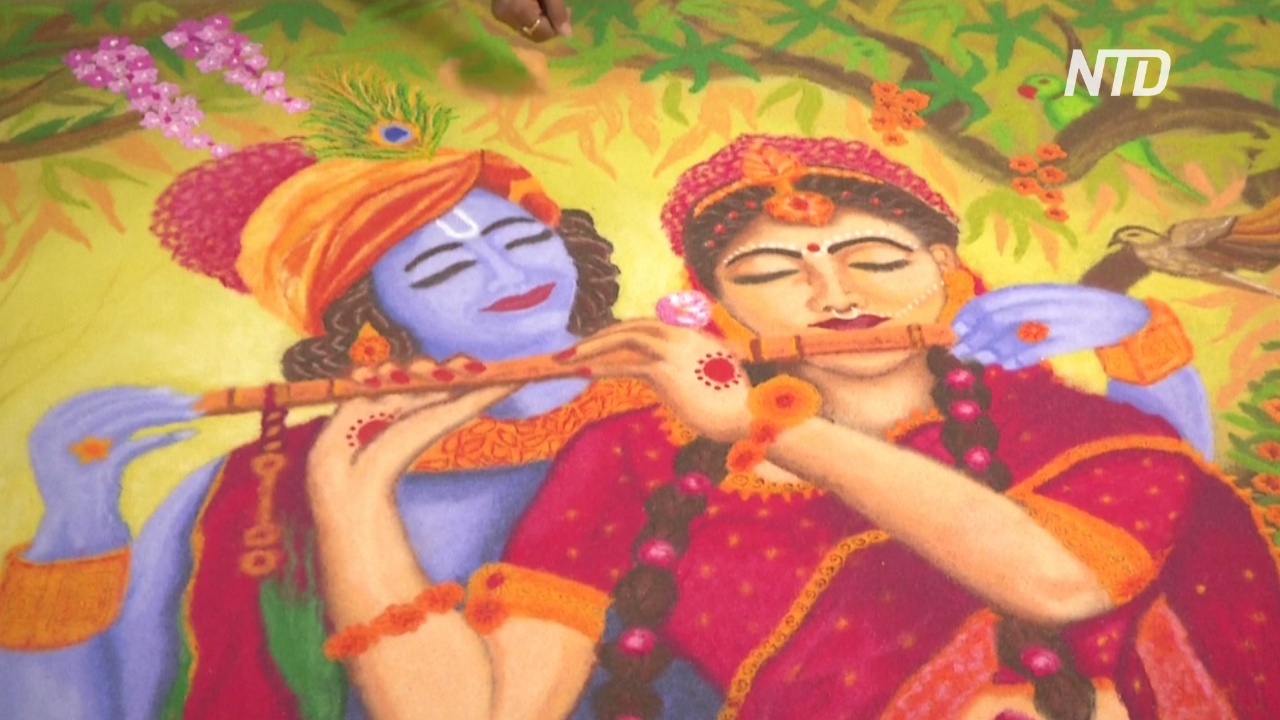 Индия: выставка традиционных рисунков ранголи в преддверии праздника Дивали