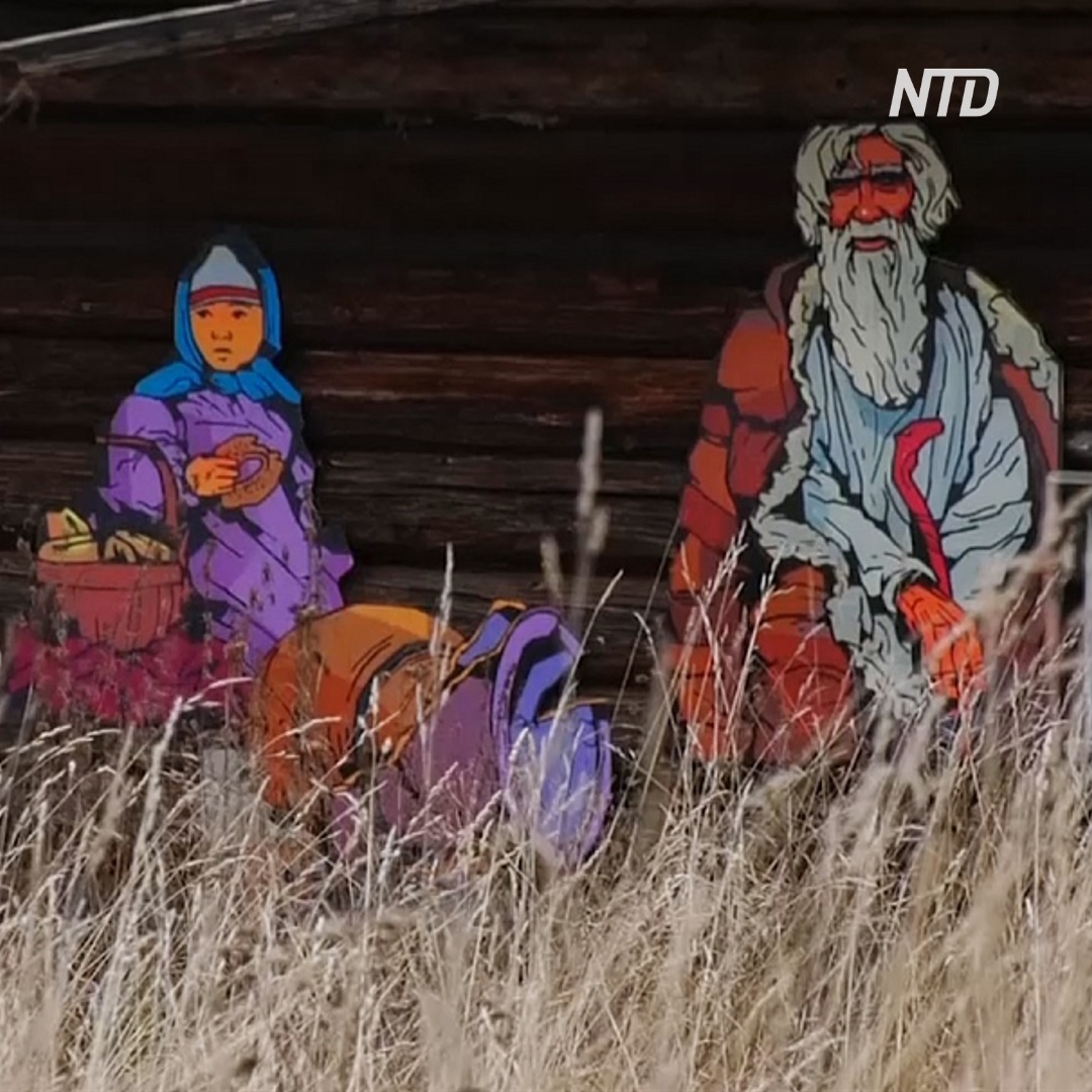 Старинные фото на стенах: стрит-арт в заброшенной российской деревне