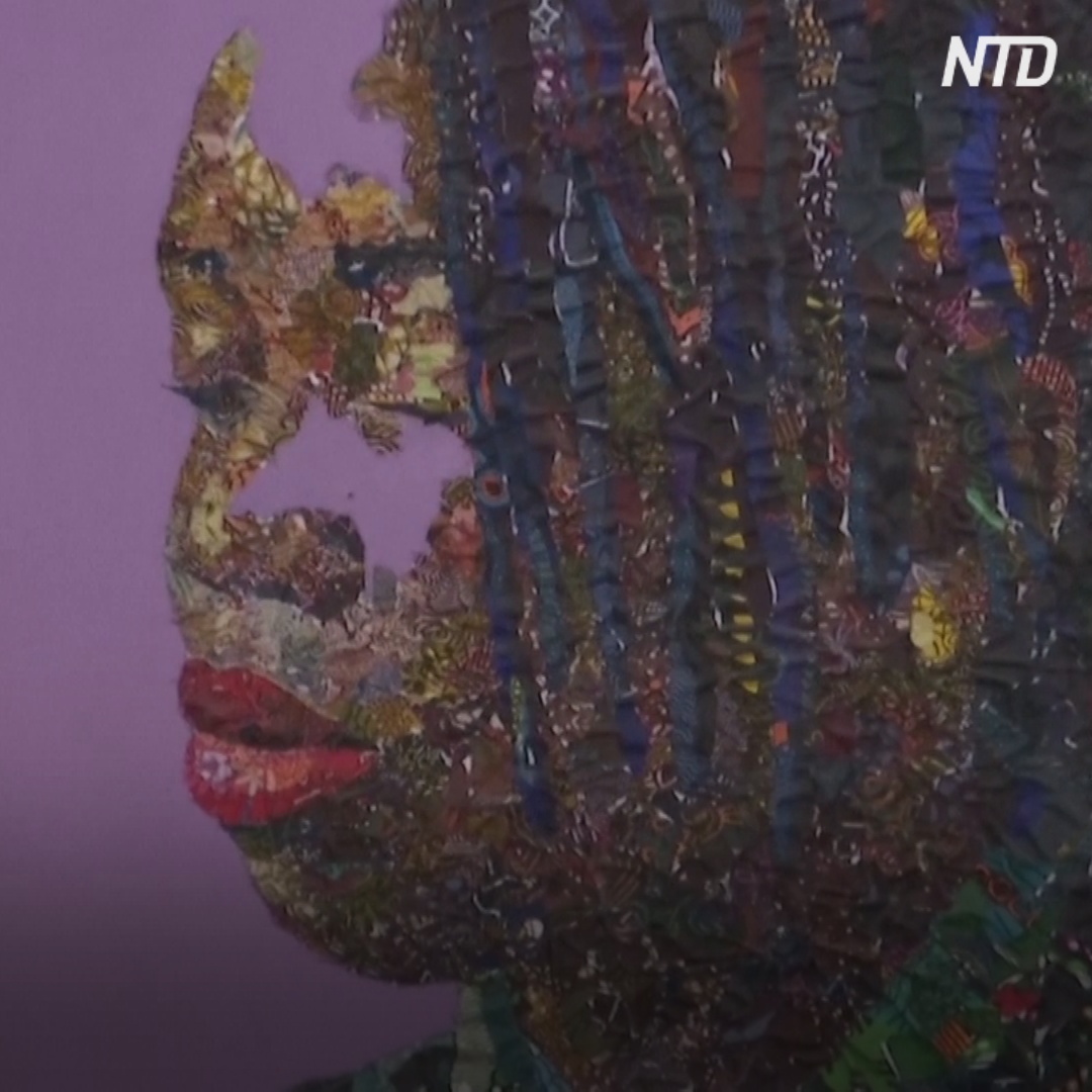 Нигерийка делает шедевры из лоскутков ткани и краски