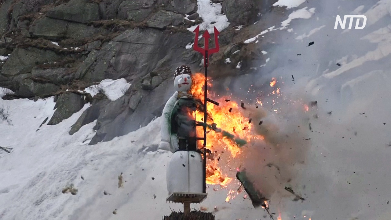 Швейцарского снеговика впервые подожгли за пределами Цюриха