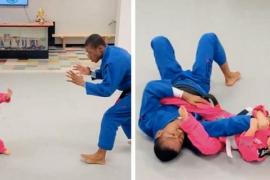 Трёхлетняя дзюдоистка уложила на лопатки взрослого. Весёлое видео