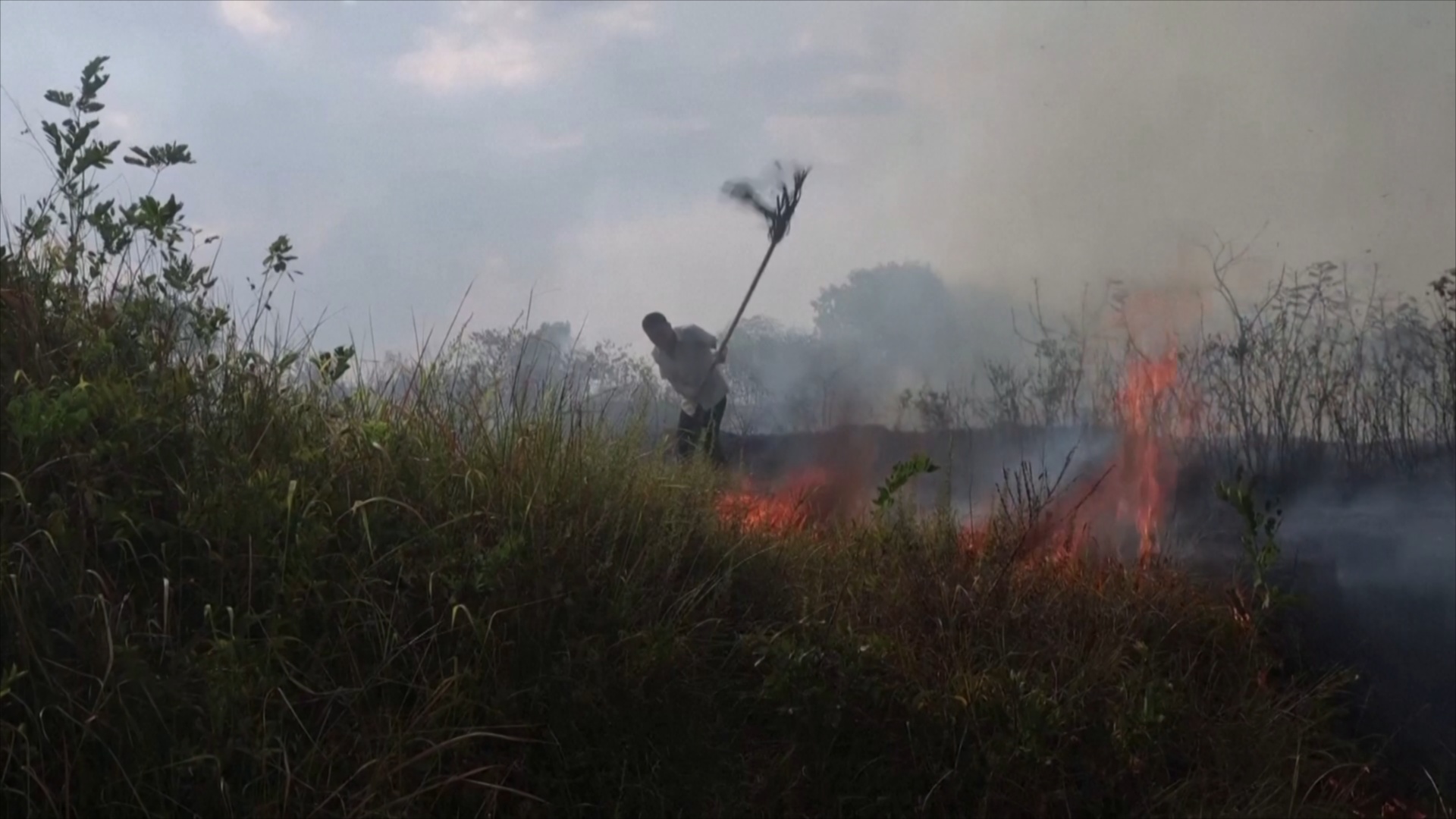 Китайским фермерам приходится тушить пожары на иссохших полях