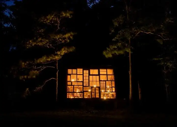 Уникальный дом с множеством окон построили в лесу