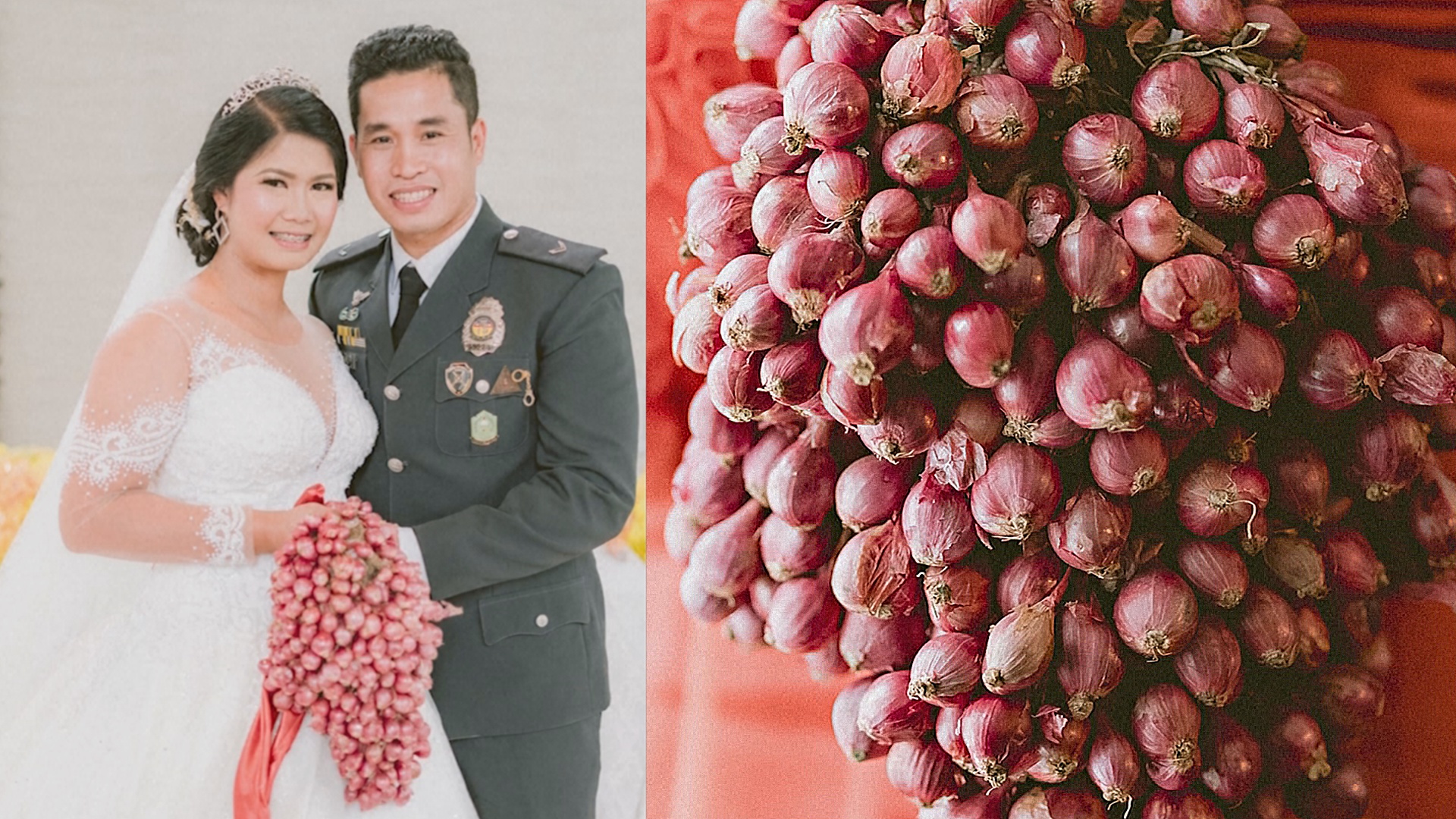 Филиппинская невеста пошла под венец с букетом из лука