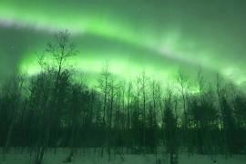 Завораживающее северное сияние озаряет небо над финской Лапландией