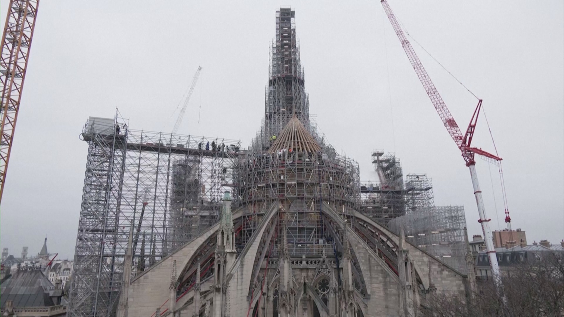 Деревянный каркас крыши собора Парижской Богоматери восстановили