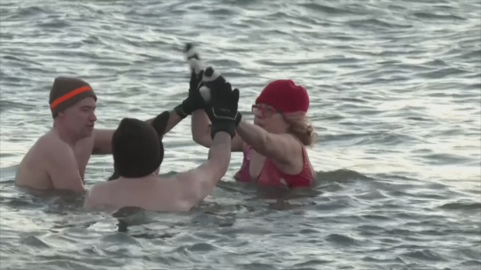 Канадские моржи искупались в озере при минус 10 градусах