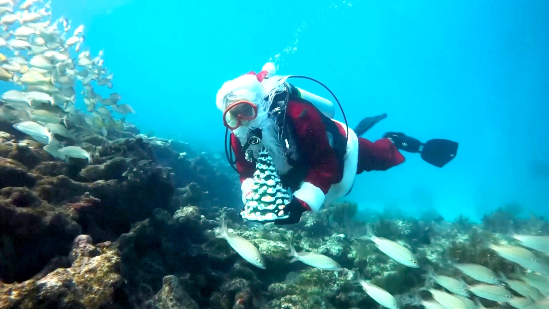 Лодки, мотоциклы и акваланги: Санта-Клаус путешествует по Европе и Америке