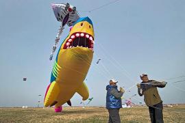 Гигантские тигры и акулы заполнили небо на китайском фестивале воздушных змеев