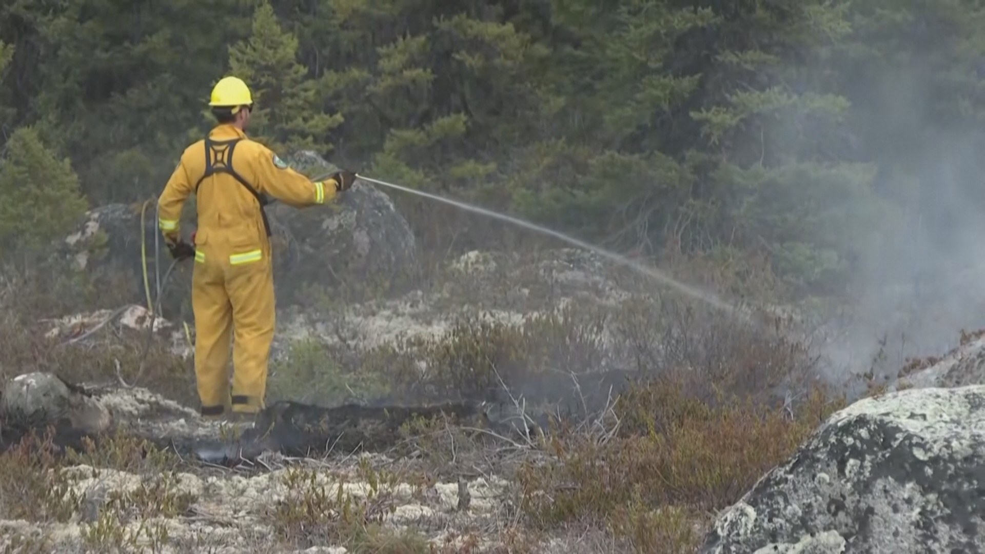 Спасатели спешат взять под контроль лесной пожар рядом с Черчилл-Фолсом в Канаде