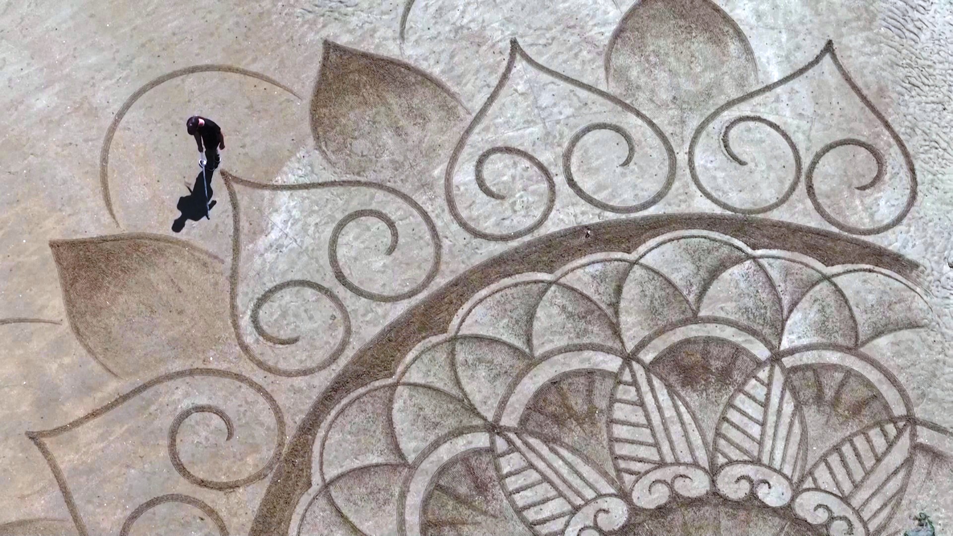 Французский художник создаёт гигантские картины на пляже