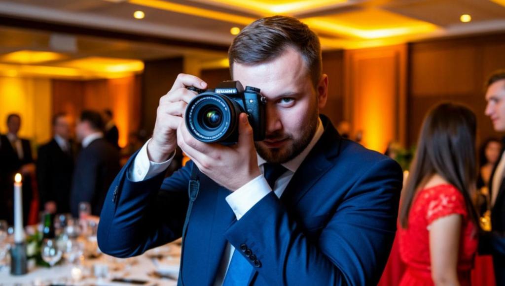 фотограф снимает на корпоративе
