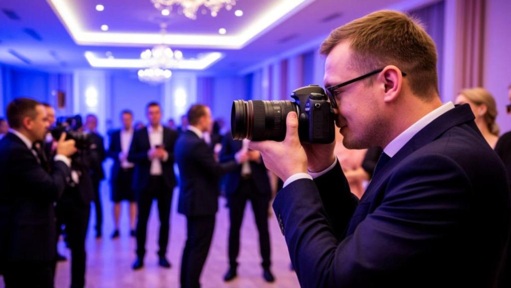 фотограф снимает на корпоративе