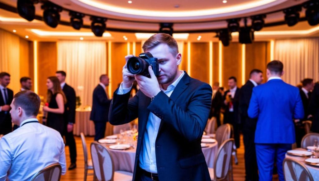 фотограф снимает на корпоративе