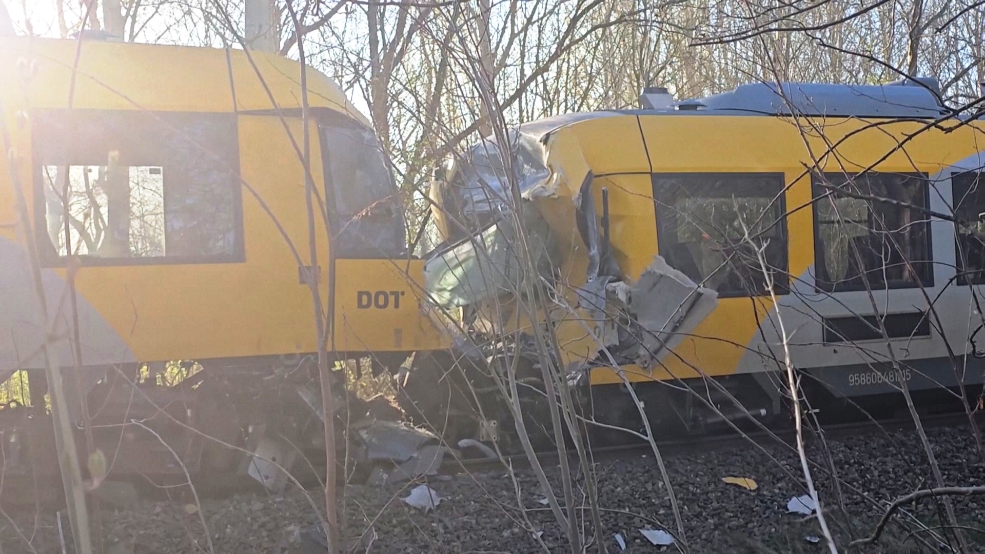 Два поезда столкнулись лоб в лоб в Дании