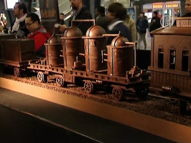 Самый длинный шоколадный поезд появился в Брюсселе