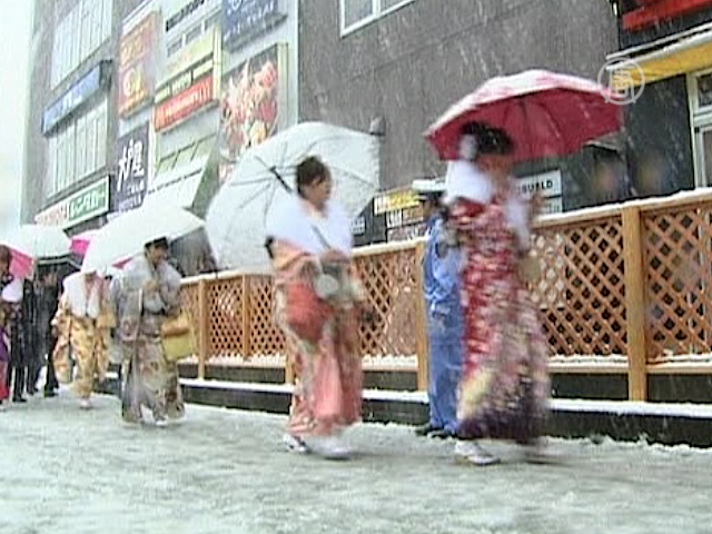 Внезапный снег застал японцев врасплох