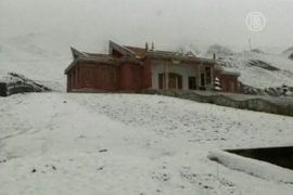 В Китае неожиданно выпал снег