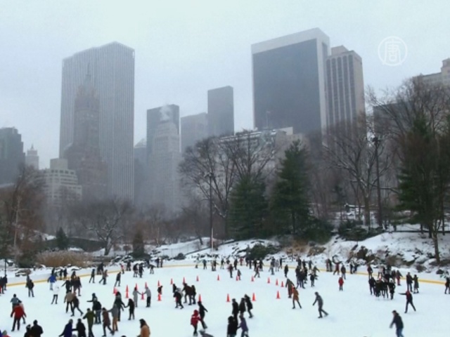 В Нью-Йорке появились первые за зиму сугробы