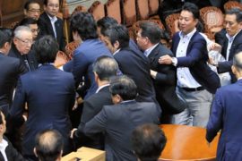 Япония: потасовки в парламенте в ходе голосования